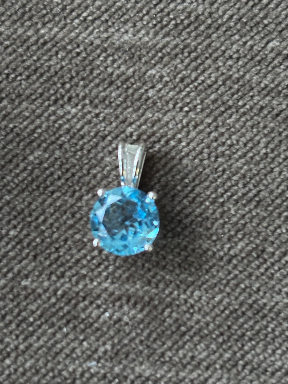 .925 Sterling Silver Round Blue Topaz Pendant Fine Jewelry